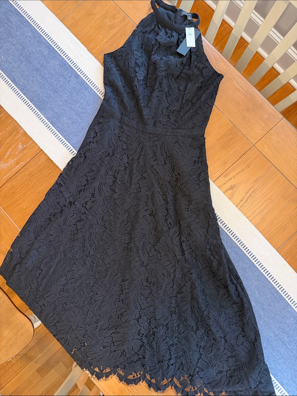 Banana Republic Black Lace Halter Midi Dress, NWT